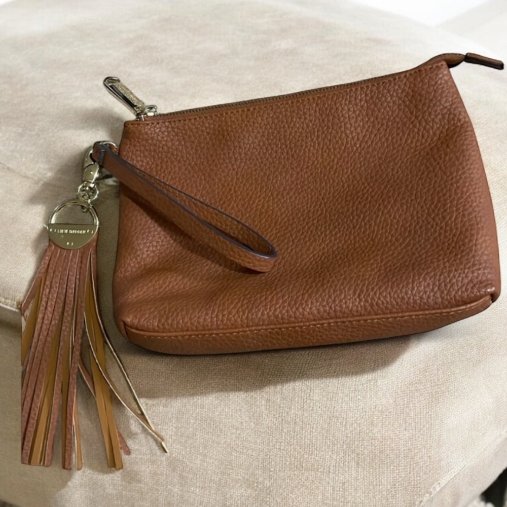 Steve Madden  boho Brown Leather Clutch with Tassel